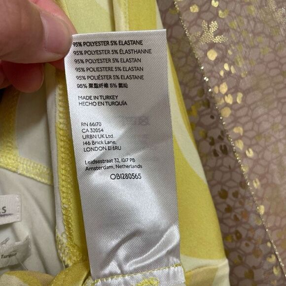 Urban Outfitters Yellow White Criss Cross Tie Back Swirl Crop Top, M NWOT - Picture 8 of 10